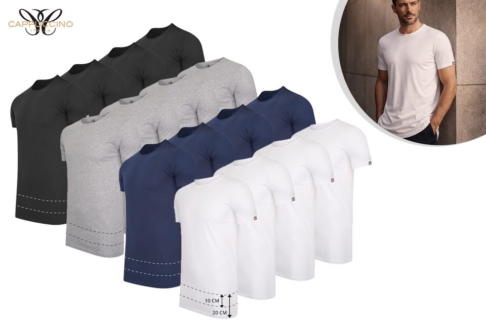 4-pack extra lange katoenen T-shirts van Cappuccino