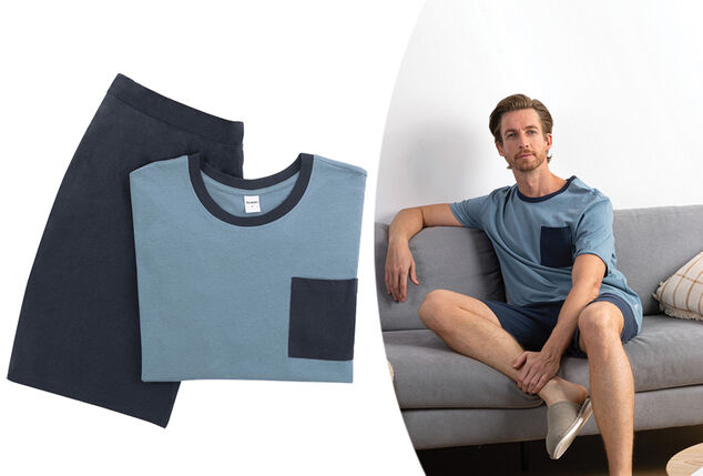 Pijama de manga curta em algodão para homem