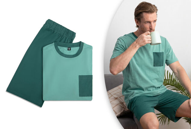 Pijama de manga curta em algodão para homem