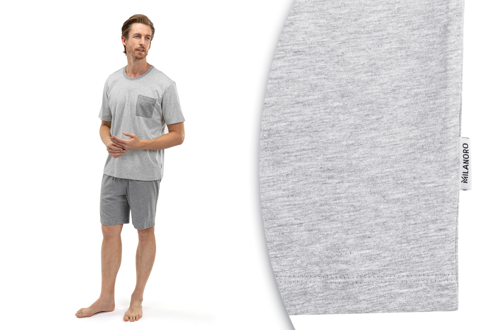 Pijama de manga curta em algodão para homem