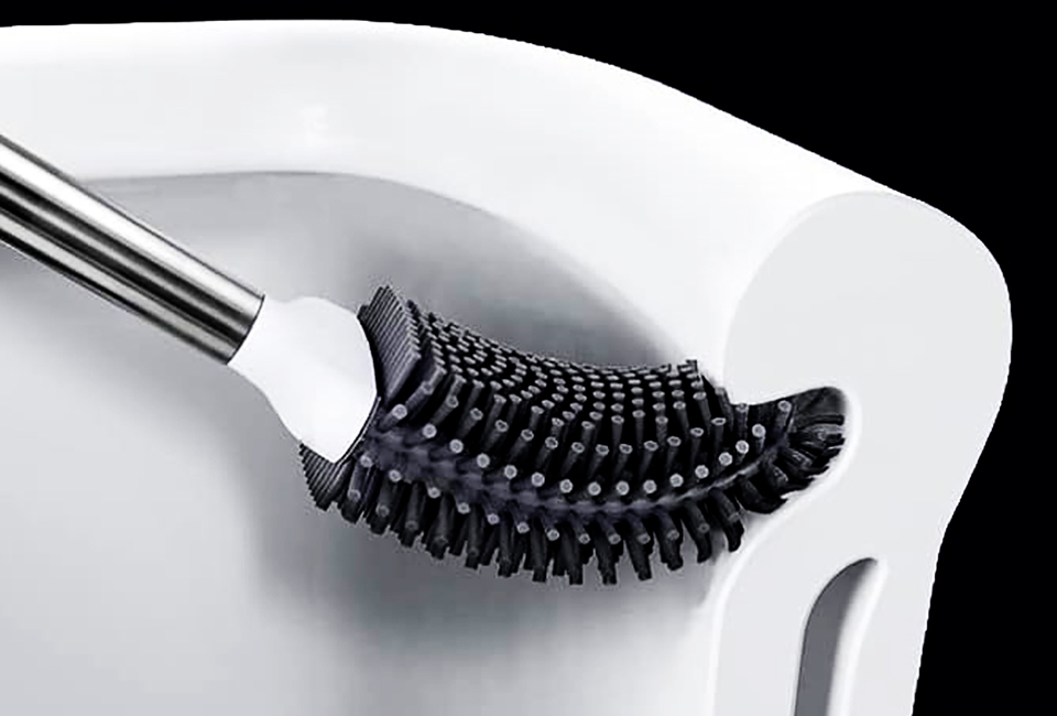 Brosse de toilette en silicone avec support pour un nettoyage en profondeur