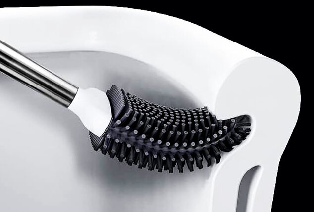 Brosse de toilette en silicone avec support pour un nettoyage en profondeur
