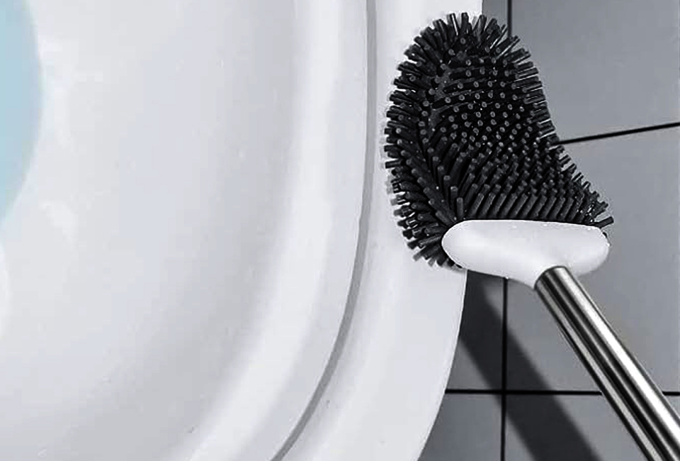 Brosse de toilette en silicone avec support pour un nettoyage en profondeur