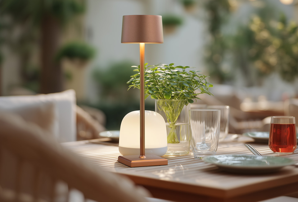 Lampe de table élégante pour l'intérieur et l'extérieur