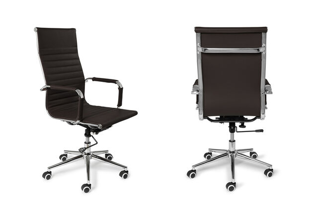 Élégante chaise de bureau en cuir avec dossier haut