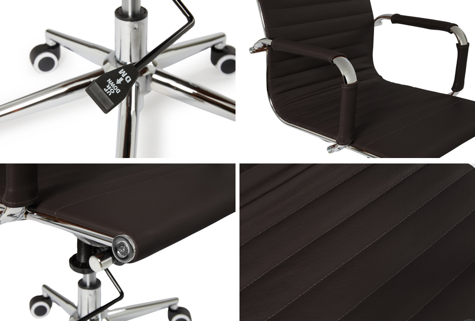 Élégante chaise de bureau en cuir avec dossier haut