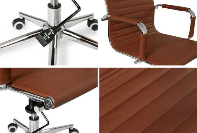 Élégante chaise de bureau en cuir avec dossier haut