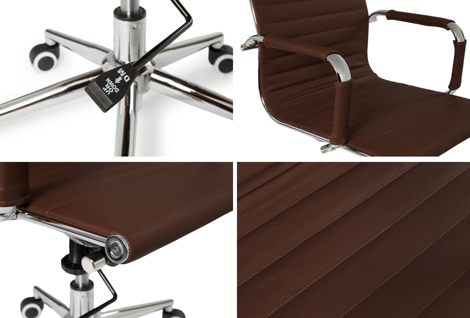 Élégante chaise de bureau en cuir avec dossier haut