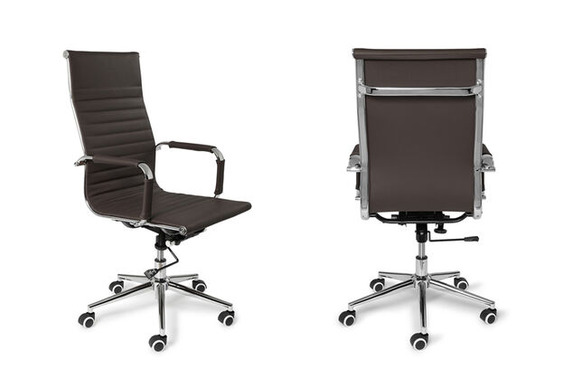 Élégante chaise de bureau en cuir avec dossier haut