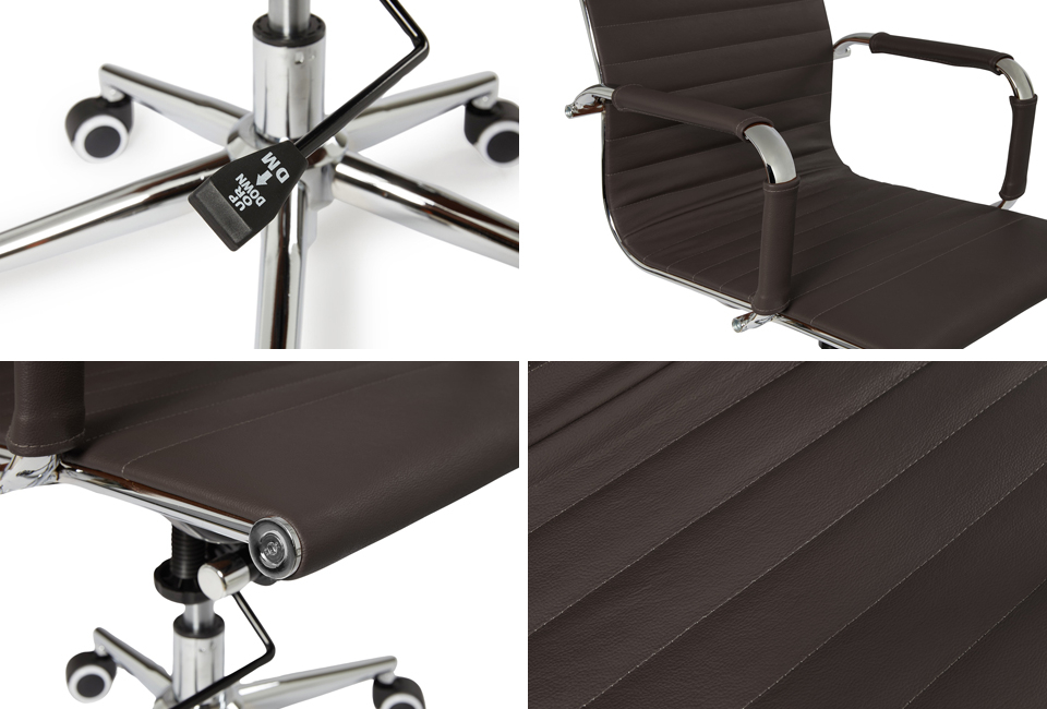 Élégante chaise de bureau en cuir avec dossier haut