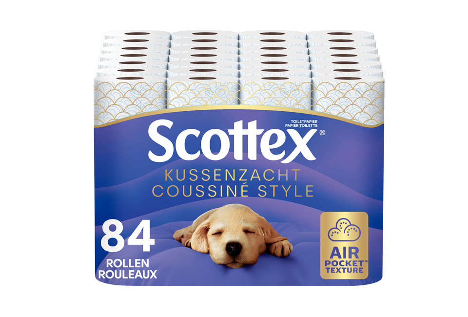 Paquete Advantage de 84 rollos de papel higiénico Scottex de 3 capas blando como una almohada