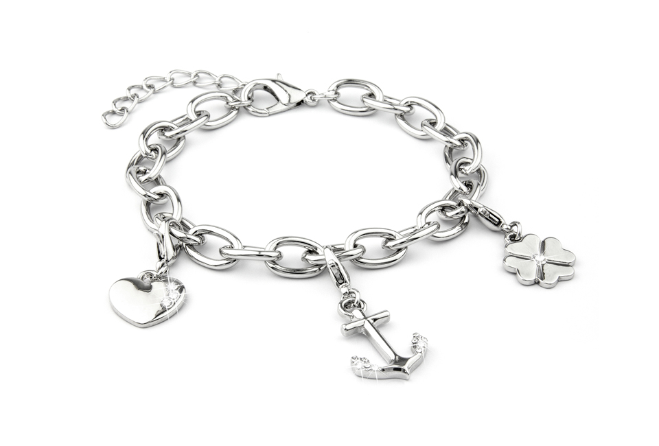 Elegant silver charm bracelets from Di lusso