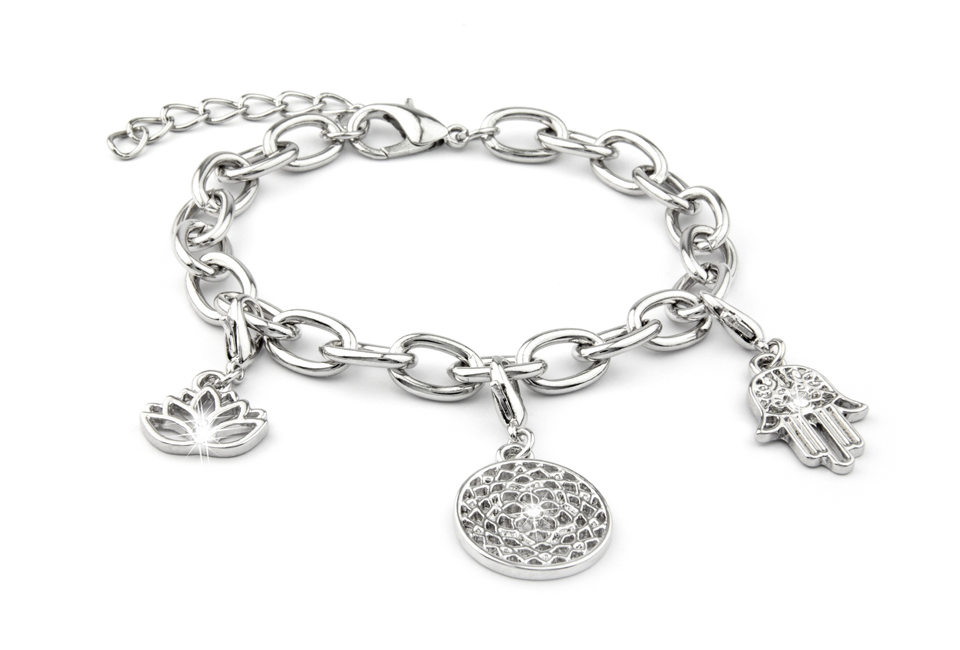 Elegant silver charm bracelets from Di lusso
