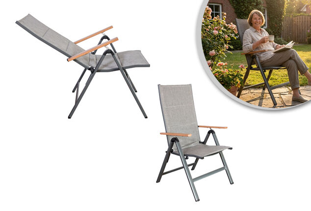 Comfortabele verstelbare klapstoel voor tuin en terras