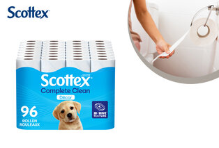 Pack avantageux de 96 rouleaux de papier toilette Scottex Complete Clean Décor — 1