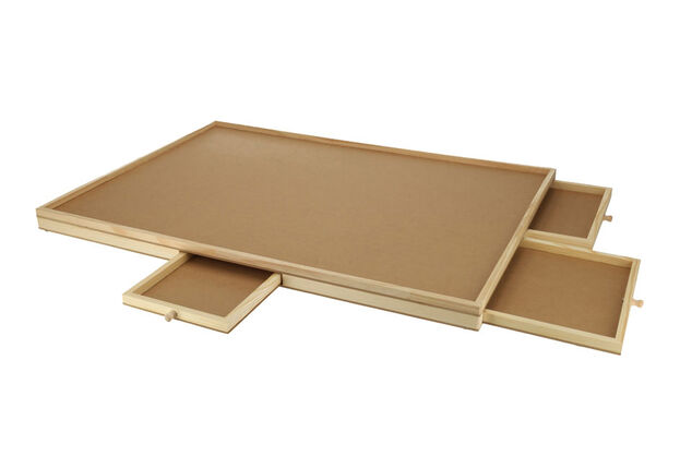 Practical puzzle board with drawers
