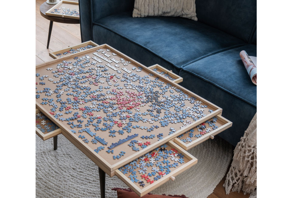 Practical puzzle board with drawers