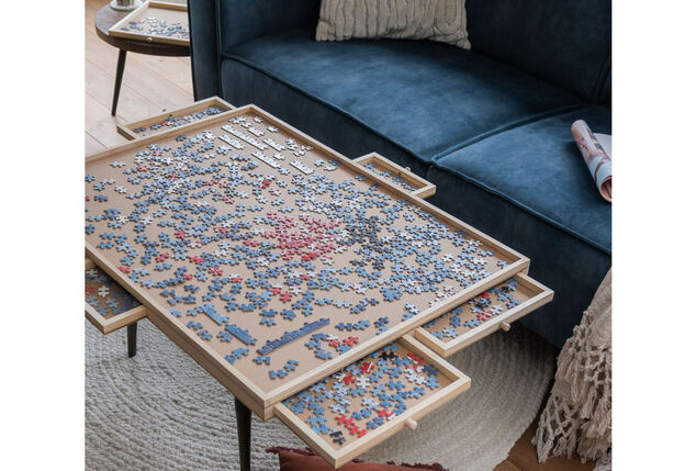 Practical puzzle board with drawers
