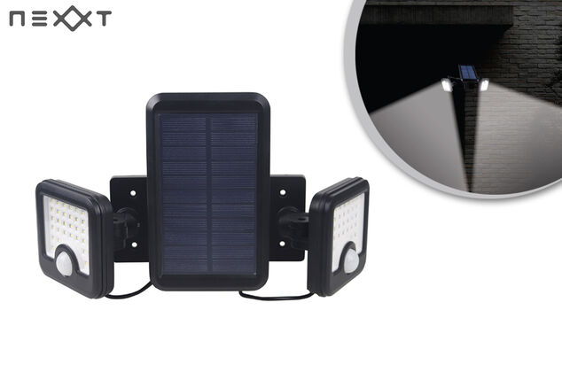 Leistungsstarke, solarbetriebene Eckleuchte mit Bewegungsmelder