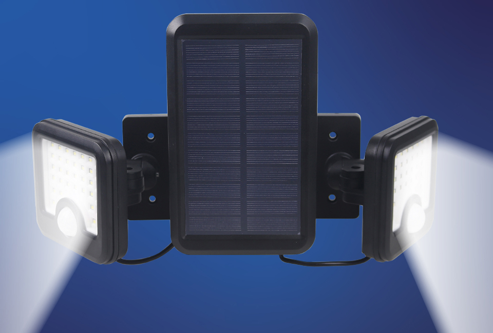 Leistungsstarke, solarbetriebene Eckleuchte mit Bewegungsmelder