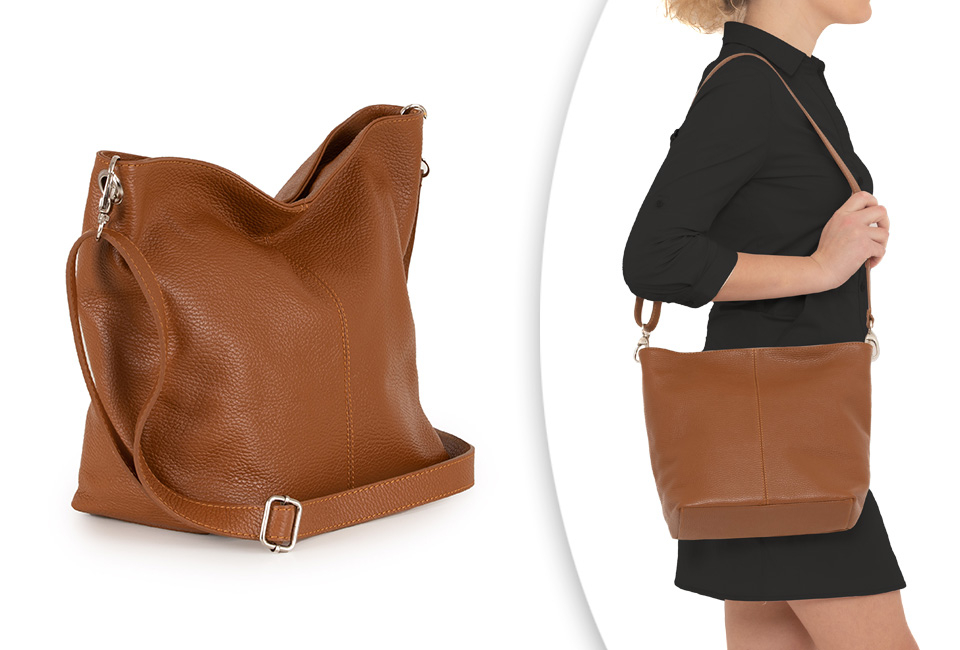 Luxurious Italian leather handbag in 11 stylish, fresh colours