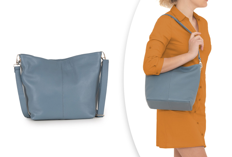 Luxurious Italian leather handbag in 11 stylish, fresh colours