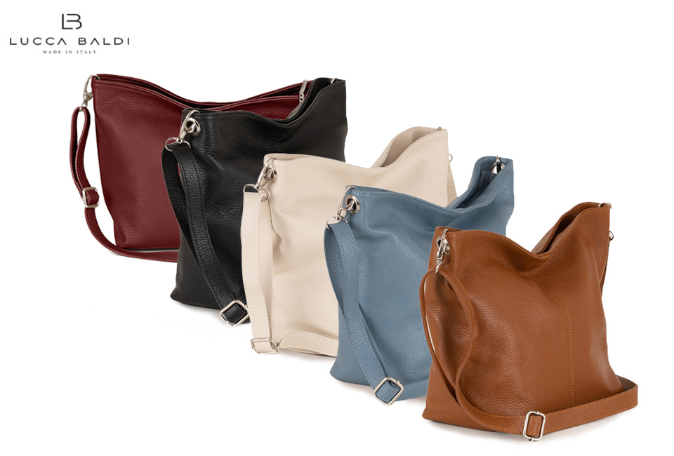 Luxurious Italian leather handbag in 11 stylish, fresh colours