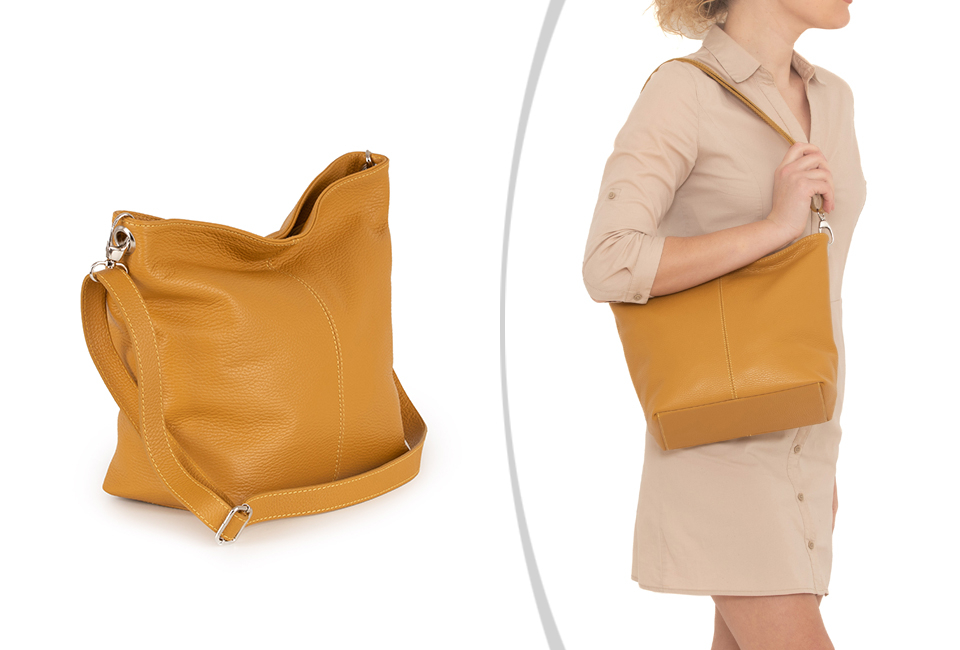 Luxurious Italian leather handbag in 11 stylish, fresh colours