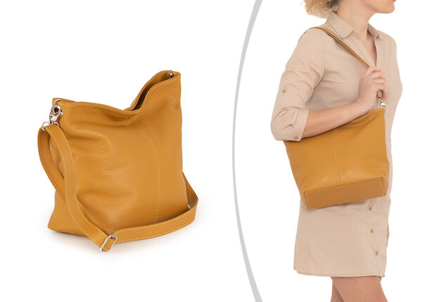 Luxurious Italian leather handbag in 11 stylish, fresh colours