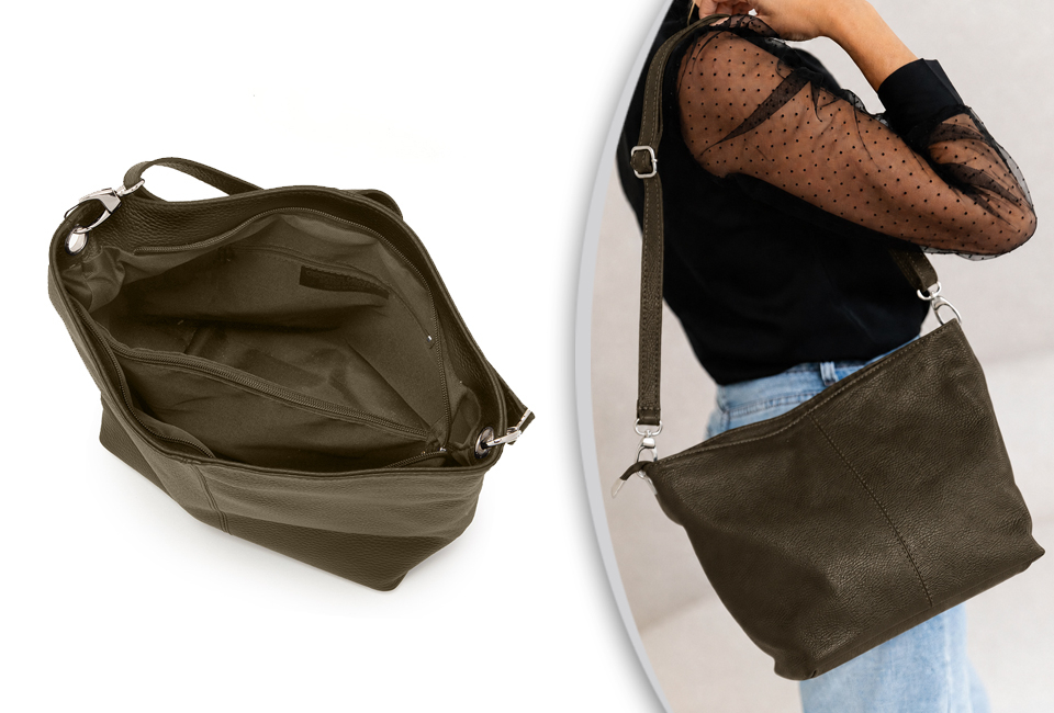 Luxurious Italian leather handbag in 11 stylish, fresh colours