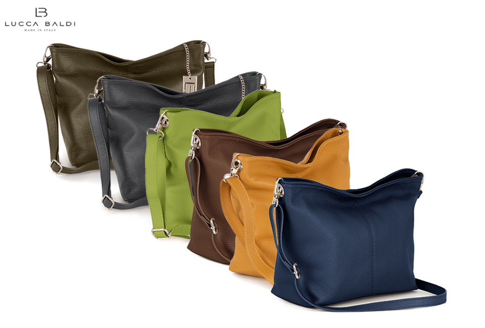 Luxurious Italian leather handbag in 11 stylish, fresh colours