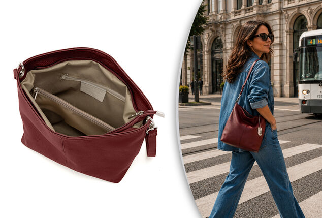 Luxurious Italian leather handbag in 11 stylish, fresh colours