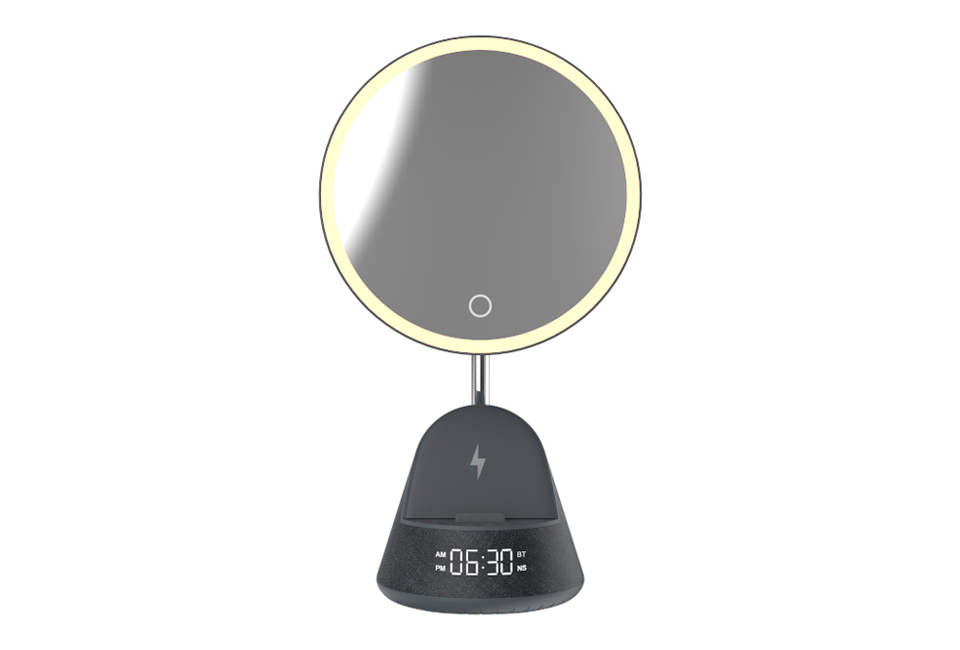 5-in-1-Radiowecker mit Spiegel, Bluetooth-Lautsprecher und kabellosem Ladegerät