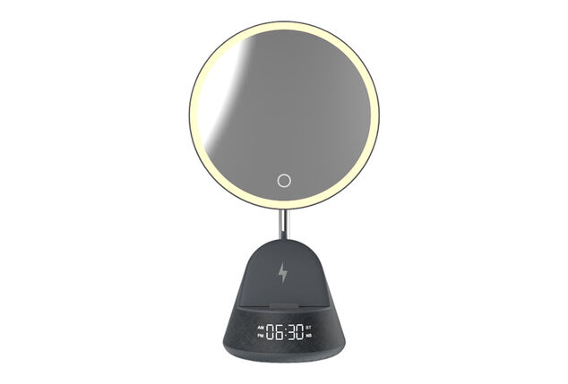5-in-1-Radiowecker mit Spiegel, Bluetooth-Lautsprecher und kabellosem Ladegerät