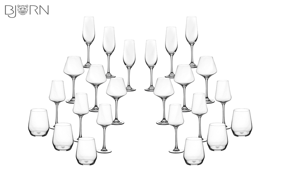 Elegantes 24-teiliges Gläserset für jeden Anlass am Tisch