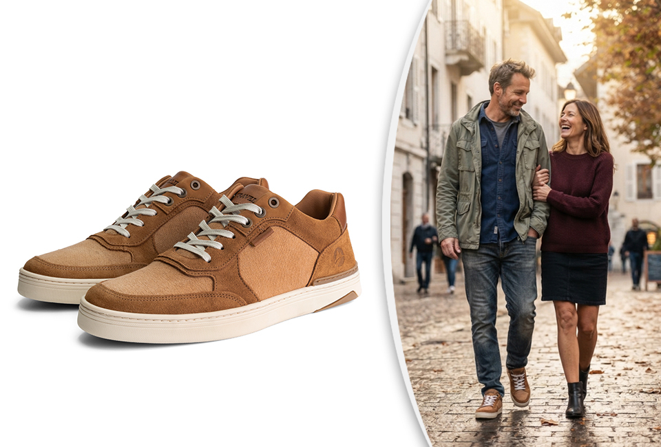 Stilvolle Herrensneaker aus Leder mit rutschfester Gummisohle