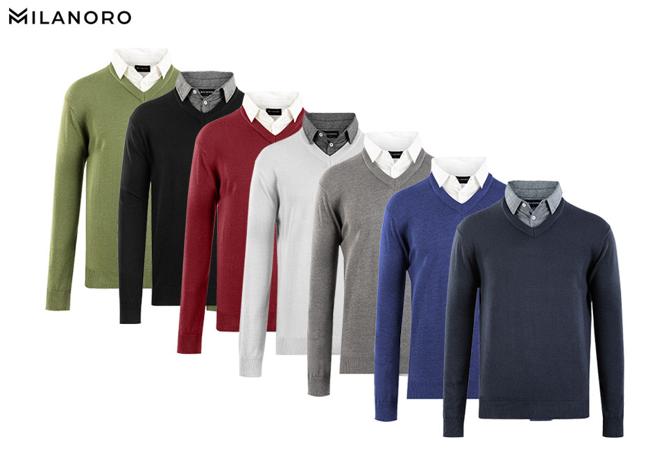 Pull homme avec col de chemise