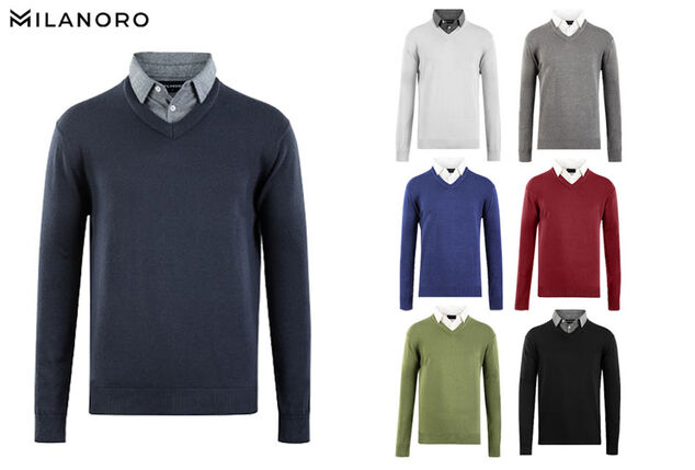 Pull homme avec col de chemise