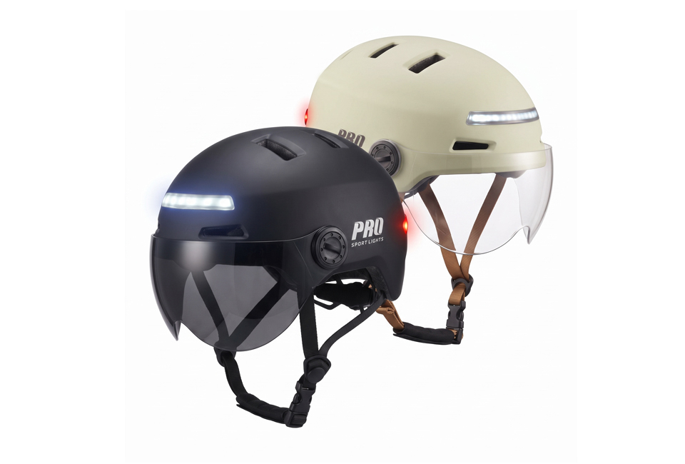 Casque de sécurité (électrique) pour vélo et trottinette électrique, équipé de 2 visières et d'un éclairage LED