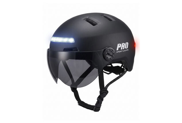 Casque de sécurité (électrique) pour vélo et trottinette électrique, équipé de 2 visières et d'un éclairage LED