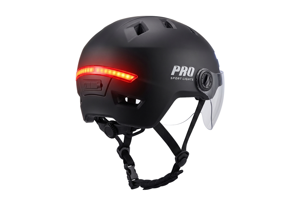 Casque de sécurité (électrique) pour vélo et trottinette électrique, équipé de 2 visières et d'un éclairage LED