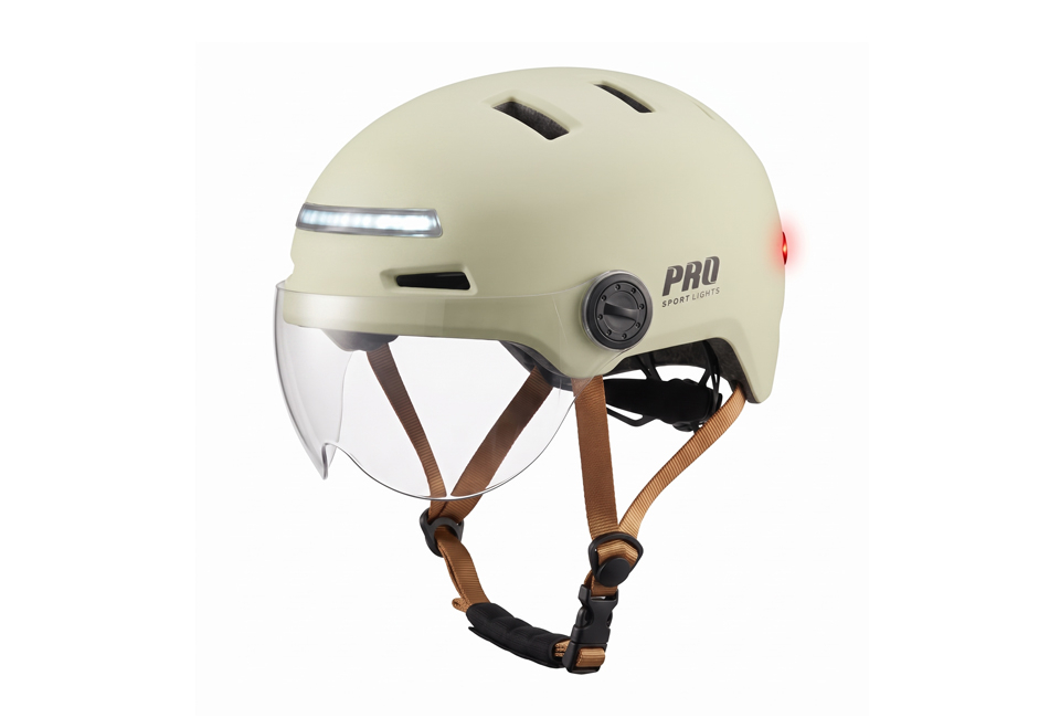 Casque de sécurité (électrique) pour vélo et trottinette électrique, équipé de 2 visières et d'un éclairage LED