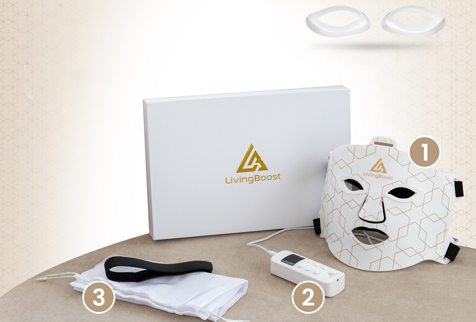 Komfortabel LED-ansigtsmaske med 4 lysfarver