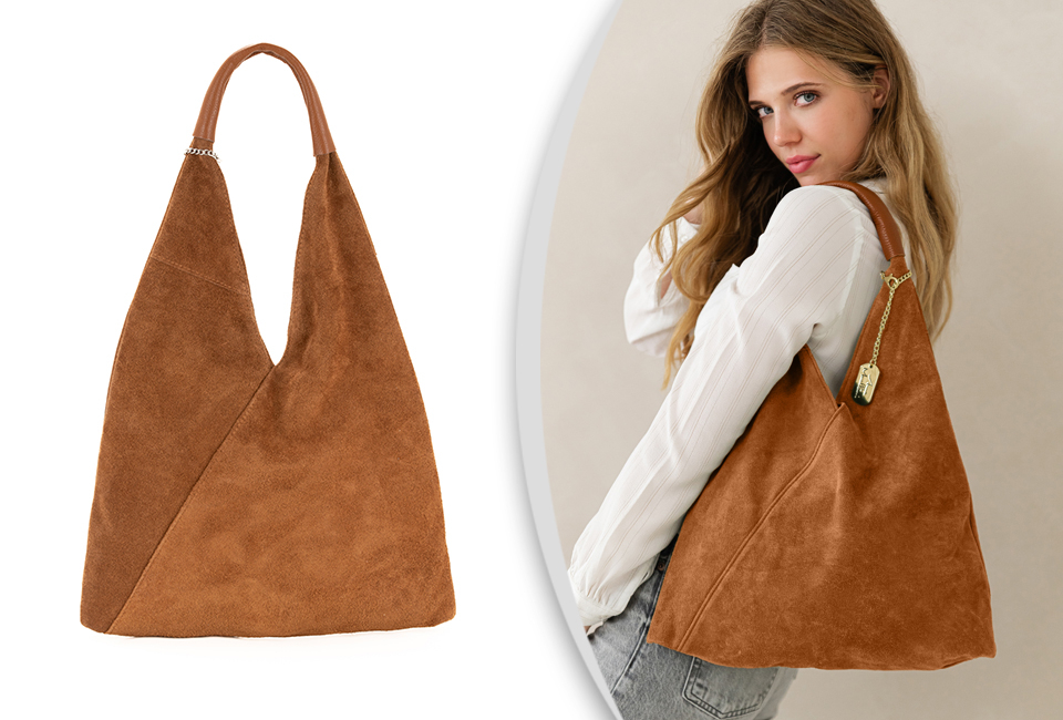 Stilvolle italienische Leder-Handtasche mit separater Innentasche