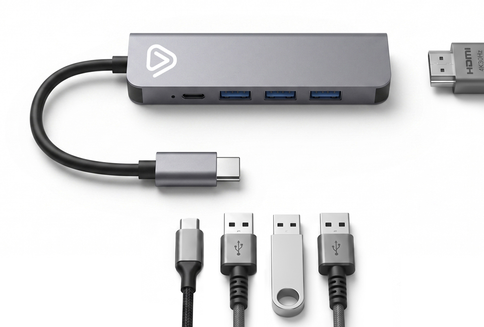 Vlectro 5-in-1 USB-C adapter with 4K HDMI and 100W Power Delivery