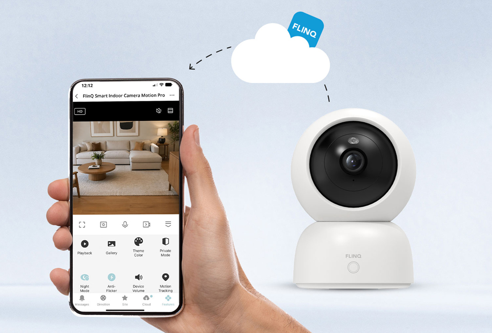 Caméra de sécurité intérieure intelligente avec vision nocturne et carte mémoire SD en option