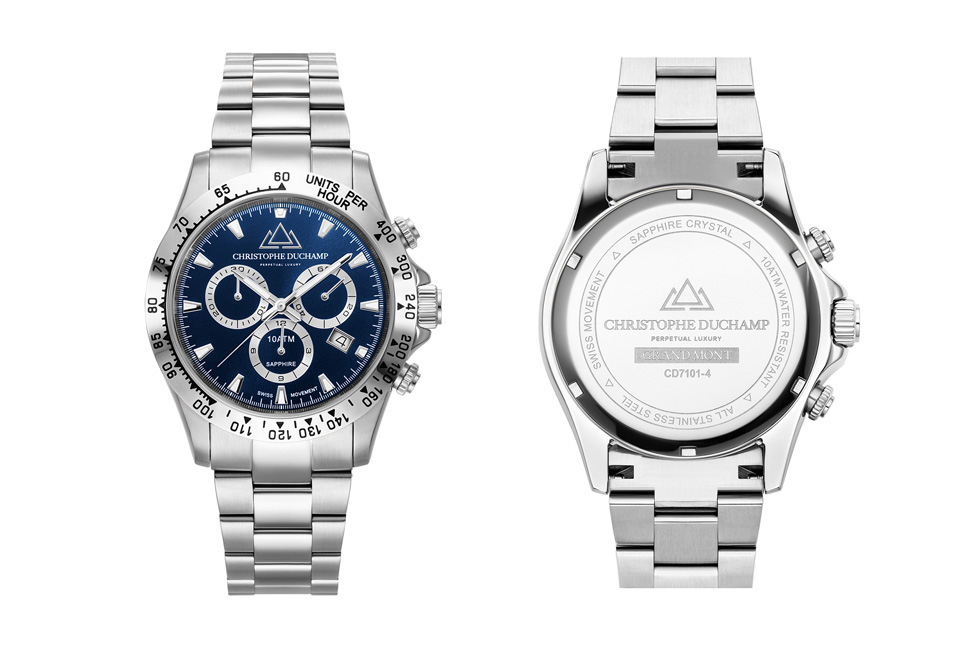 Élégante montre suisse pour hommes signée Christophe Duchamp