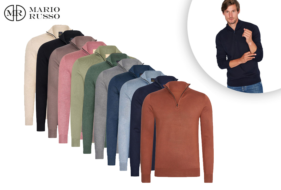Stylish Mario Russo short-zip jumper