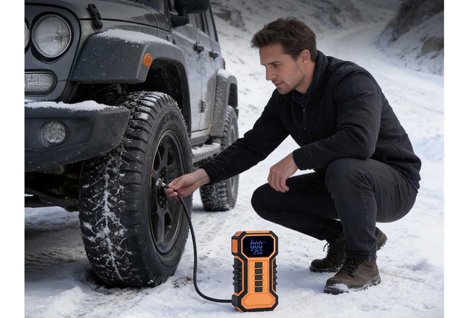 Puissante jumpstarter 2-en-1 avec compresseur