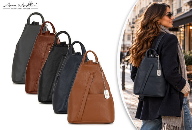 Mochila de couro luxuosa com elegância italiana para mulher